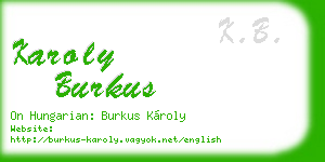 karoly burkus business card