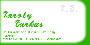 karoly burkus business card
